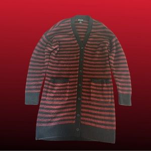 Hot Topic Red & Black Striped Cardigan